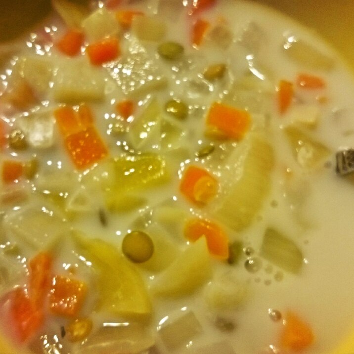 レンズ豆の豆乳スープ